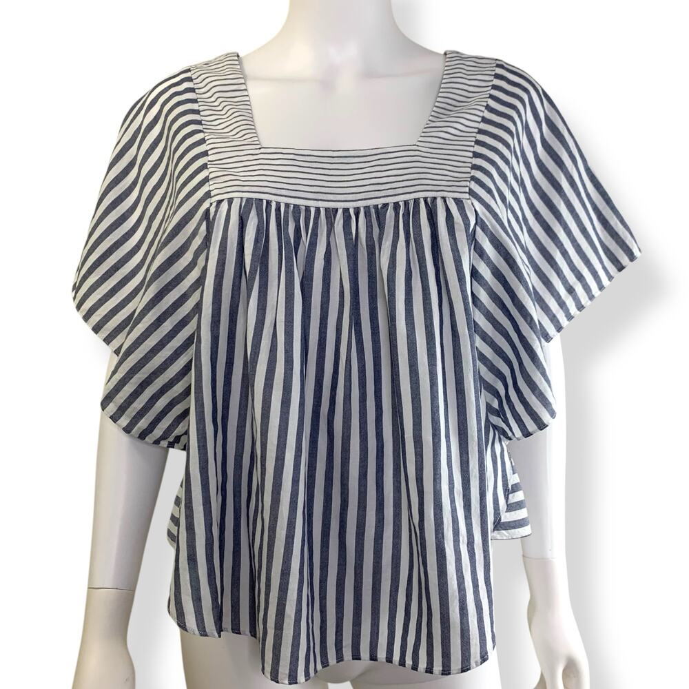Madewell Butterfly Top Size S Stripe Play Indigo Blue White H9218 NEW Cotton
